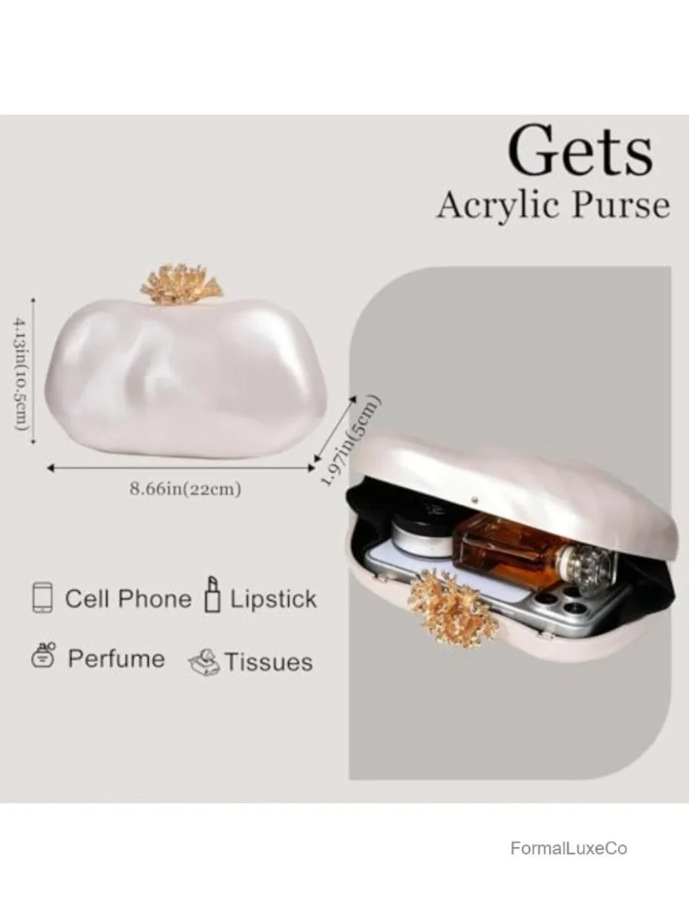 Acrylic Box Clutch with Detachable Chain for Evening Crossbody